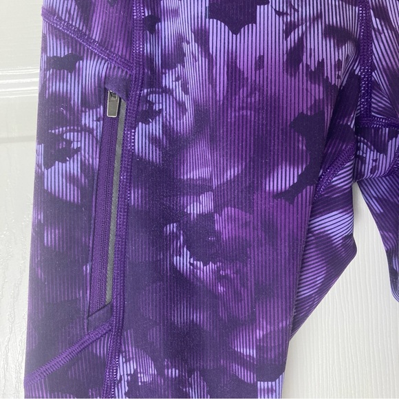 Athleta Rainier Printed Tight Legging Purple Floral Pants L Size SP - Picture 4 of 14